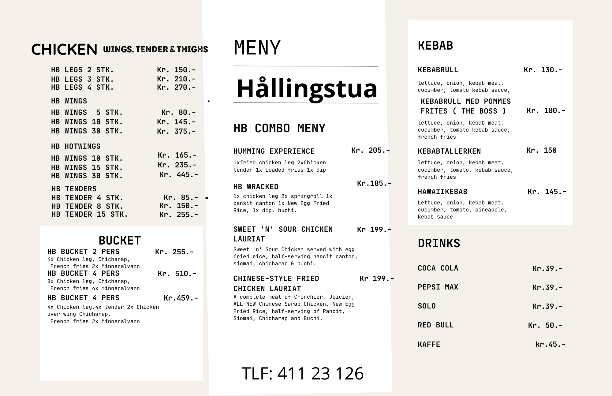 Kylling meny gatekjøkken